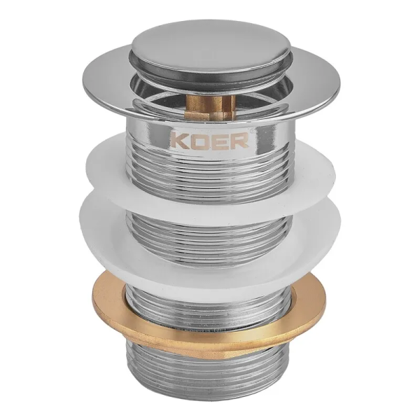Донний клапан для раковини Koer PW-10-01 1 1/4''  без переливу автоматичний СLICK-СLACK (Колір хром) (KR5797)