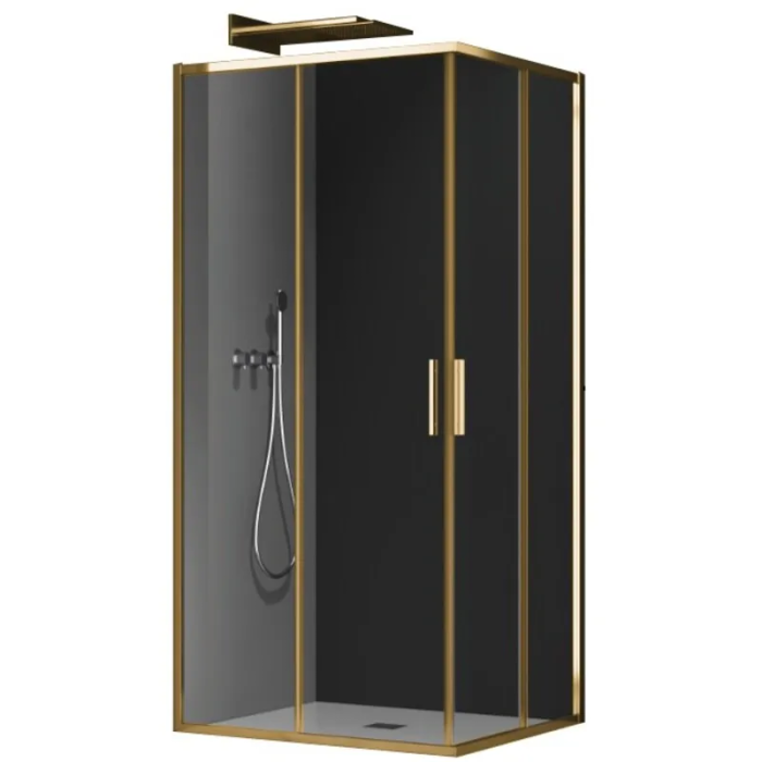 Душова кабіна без піддону Koer SR SC10-90x90x195-TR-12 прозоре скло Easy Clean 6мм, матове золото (KR5943)