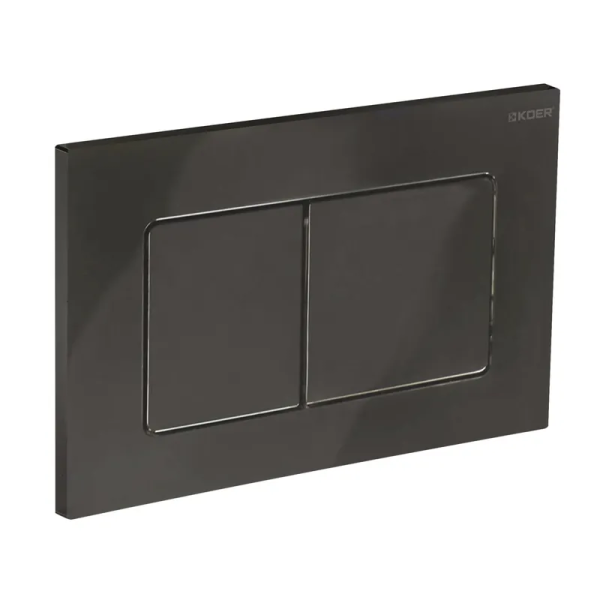 Панель змиву Koer KT-0602-16 240x160x10mm пластикова, кнопка квадратна (колір чорний глянцевий) (KR5182)