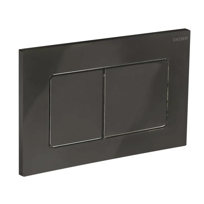 Панель змиву Koer KT-0602-16 240x160x10mm пластикова, кнопка квадратна (колір чорний глянцевий) (KR5182)