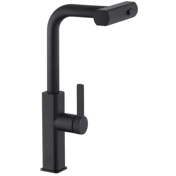 Змішувач для кухні з висувним виливом Mixxus Premium HAMMER 014 BLACK (MI6954)