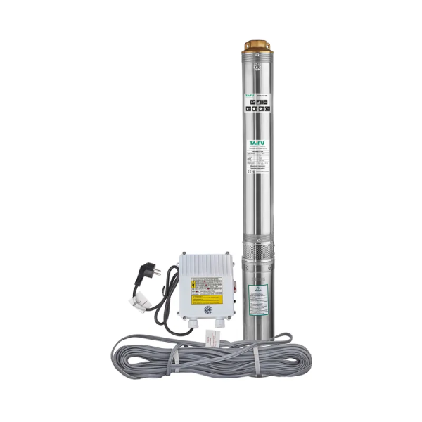 Насос свердловинний відцентровий Taifu 4STM 8/17+2M +пульт Н=107м, Q=10,8м3, P=2200Вт, каб.2м, 1,5" (TF3401)