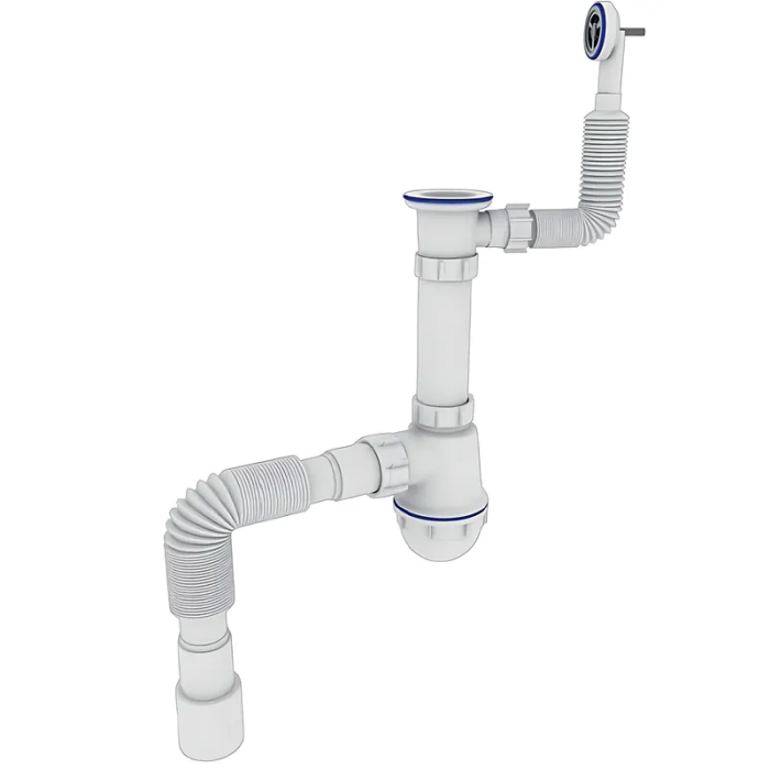 Сифон для кухні Zerix SK-04-В 1 1/2"x40 з різьбовим випуском та круглим переливом (ZX5085)