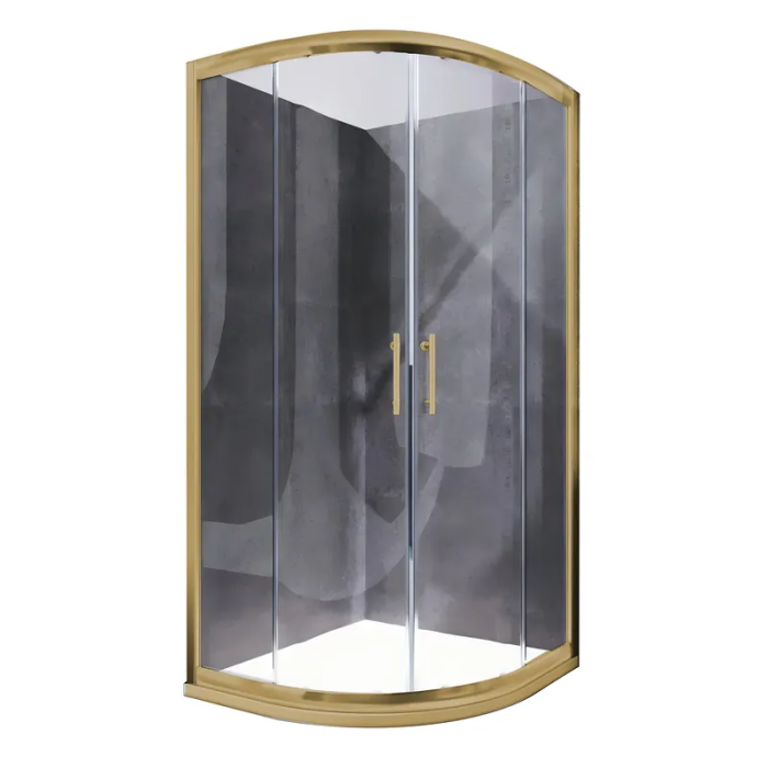 Душова кабіна без піддону Koer SR SC04-90x90x195-TR-12 прозоре скло Easy Clean 5мм Матове золото (KR5681)