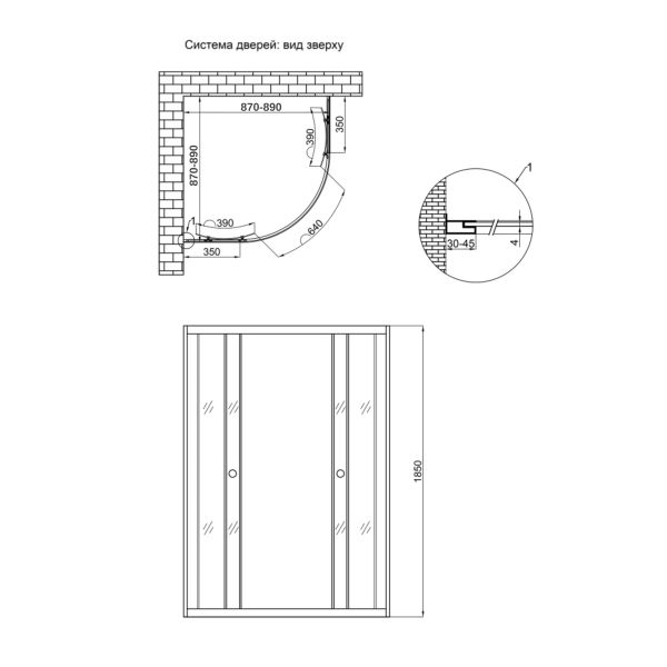 Душова кабіна Lidz Wieza SC90x90.SAT.LOW.L, скло Linie 4 мм без піддона