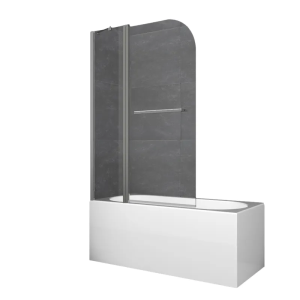Шторки скляні на ванну Koer SR BS04-95x140-TR-07 прозоре скло 6мм, графіт (KR5404)