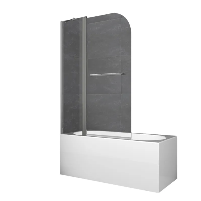 Шторки скляні на ванну Koer SR BS04-95x140-TR-07 прозоре скло 6мм, графіт (KR5404)