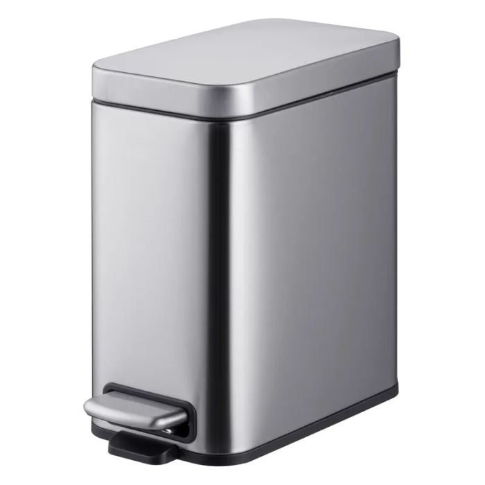 Відро для сміття з плавним закриттям прямокутне Mixxus Premium Quadro-TC0105 SS Color 5л колір нержавійка (MI7062)