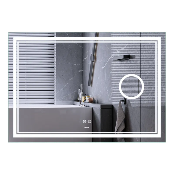 Дзеркало Mixxus Premium QUADRO MR20-120x80 з Led Touch, Anti-fog, димером, регулятором яскравості, лінзою (MP6624)