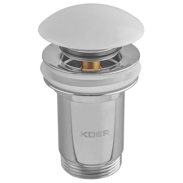 Донний клапан для раковини Koer PW-08-11 1 1/4''  без переливу автоматичний СLICK-СLACK (Біла керам.накл) (KR5788)
