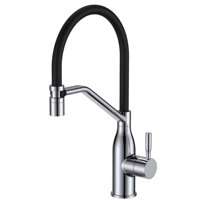 Змішувач для кухні MIXXUS PREMIUM GRAVITY 017 (NUT) REFL.BLACK (Колір хром+силік.вилив чорний) (MI8406)