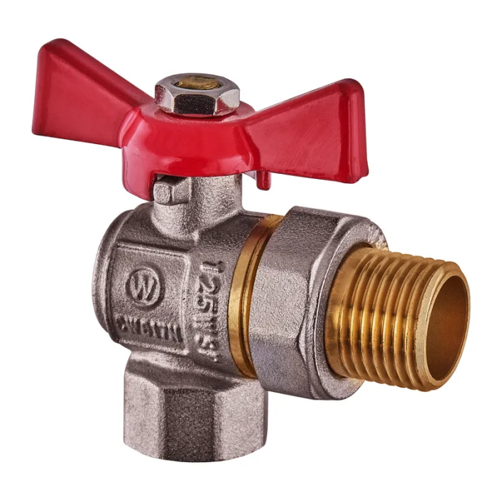 Кран з американкою кутовий, ручка "метелик" червона Waterpro WP400-15FMW-L - 1/2" (WP2895)