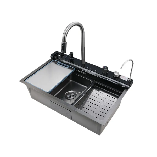 Мийка багатофункціональна Zerix ZH7546-SET-05 Decor Graphite з вбудованим змішувачем з нерж.сталі (ZM5592)