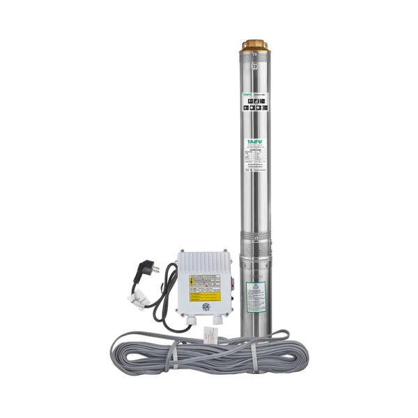 Насос свердловинний відцентровий Taifu 4STM 6/11+40M +пульт Н=77м, Q=8,4м3, P=1100Вт, каб.40м, 1,25" (TF3395)