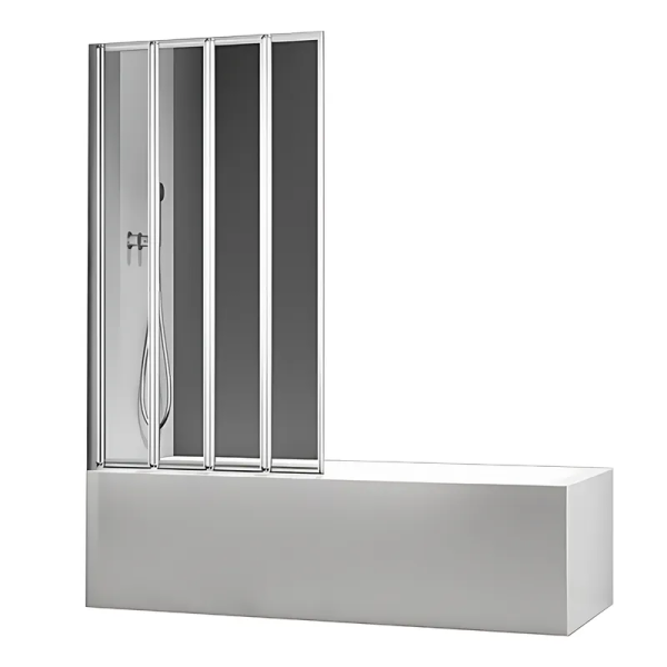 Шторки скляні на ванну складні Koer SR BS07-80x140-TR-01 прозоре скло Easy Clean 4мм, хром (KR5948)