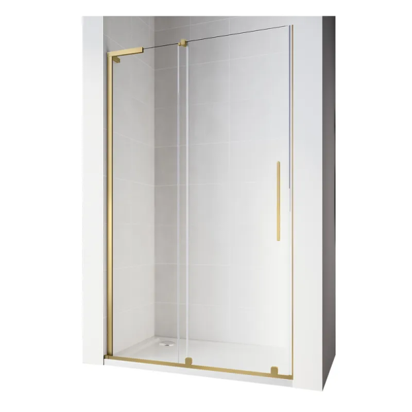 Двері у нішу Walk-In розсувні Koer SR SD07-120x200-R-TR-12 прозоре скло Easy Clean 8мм Матове золото (KR5774)