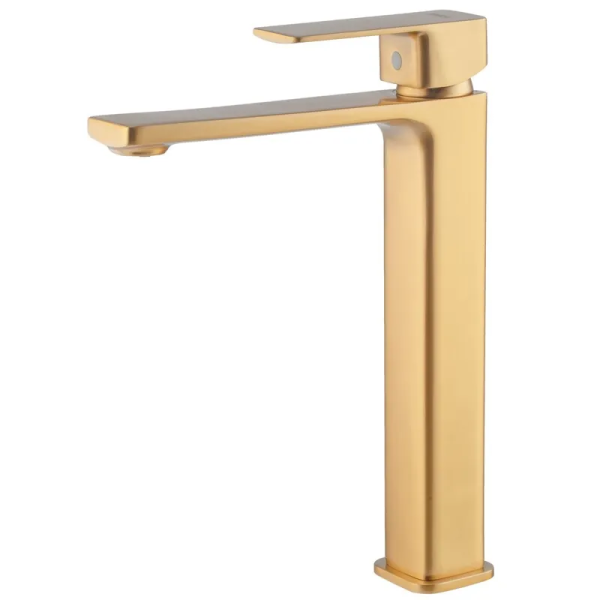 Змішувач для умивальника високий Haiba KUBUS 001 (HIGH) BRUSHED GOLD (HB9623)