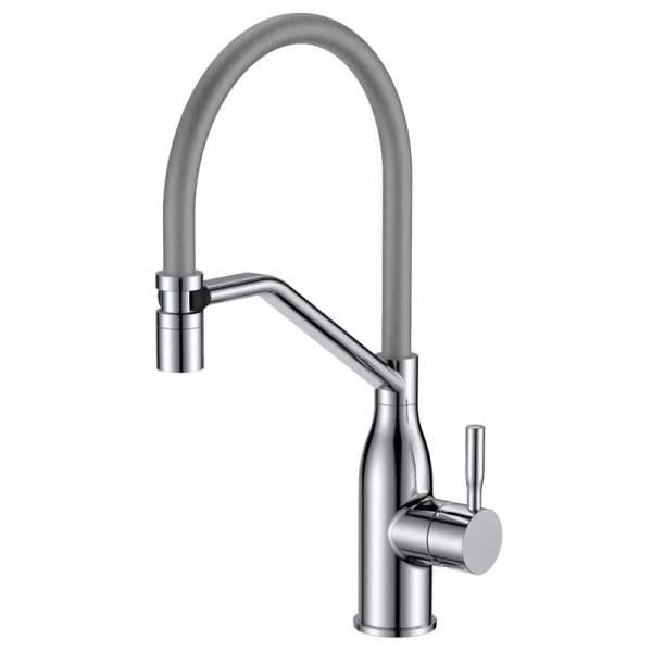 Змішувач для кухні MIXXUS PREMIUM GRAVITY 017 (NUT) SS COLOR REFL.GREY (Колір нерж.+силік.вилив сірий) (MI8407)