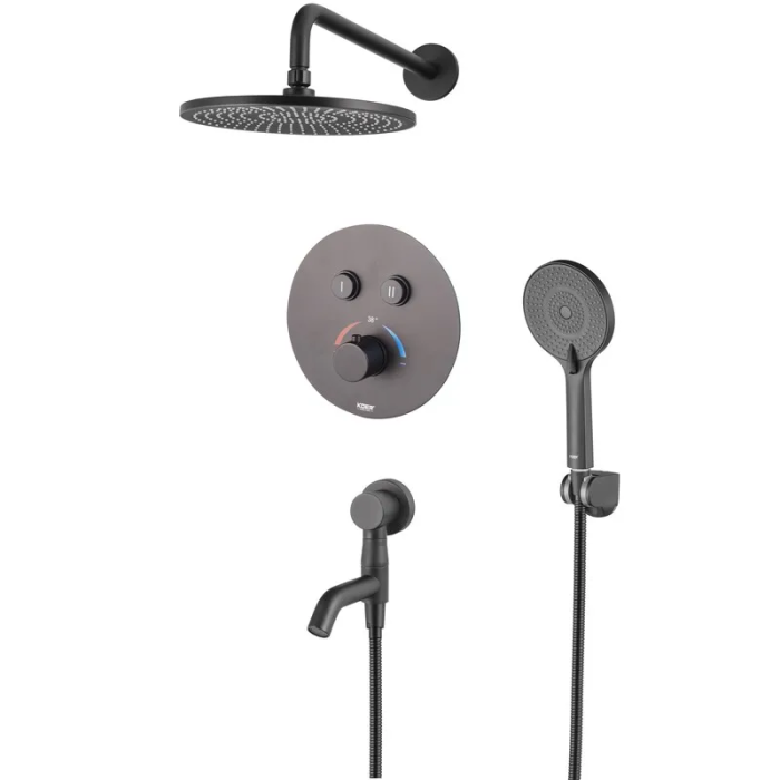 Вбудована душова система з термостатом Koer KB-67012-05 (Колір чорний) (KR4729)