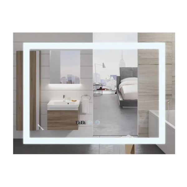 Дзеркало Mixxus WARM MR02-70x50-CASE з Led Touch, Anti-fog, димером, регулятором яскравості, годинником (MI6669)