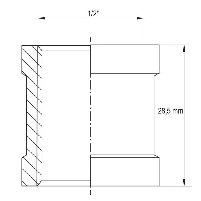 З'єднувальна муфта Koer KF.C06.WN - 1/2'' (Без нікелю) (KR3025)