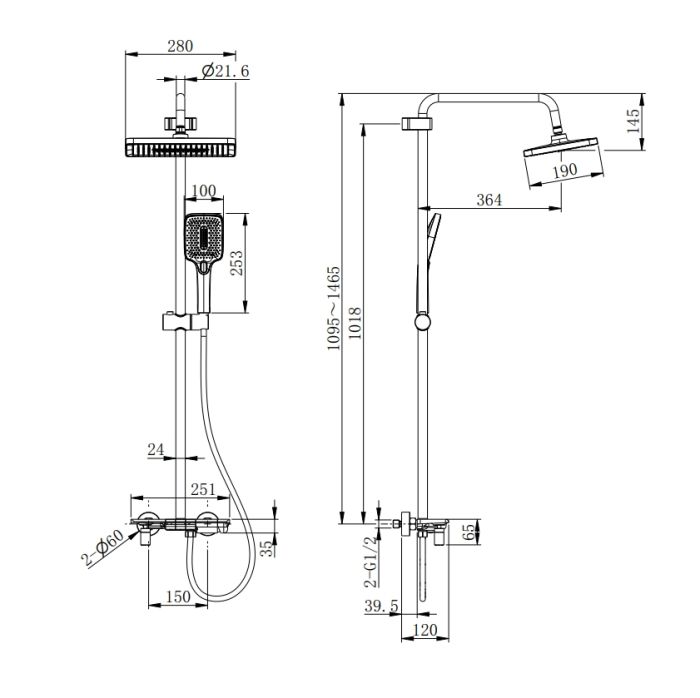 Душова колона зі змішувачем Mixxus Premium Ronda 009-J Graphite (колір графіт) (MI8387)