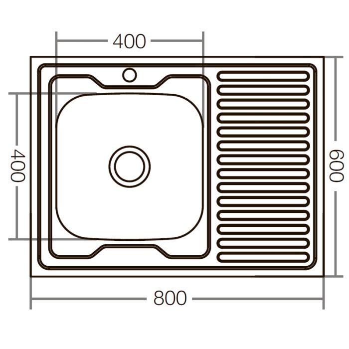 Кухонна мийка накладна ZerixZ8060L-06-160E (Satin) (ZX1616)