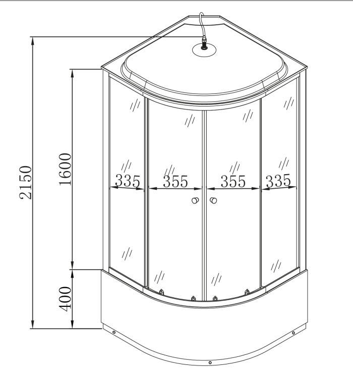 Бокс душовий без гідромасажу Mixxus STRONG SB01-90x90x215-GR SATIN з високим піддоном (MI6885)