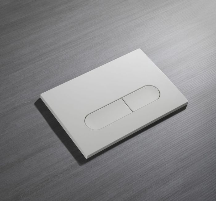 Панель змиву Koer KT-0608-03 240x160x10mm пластикова, кнопка закруглена (колір білий) (KR6123)