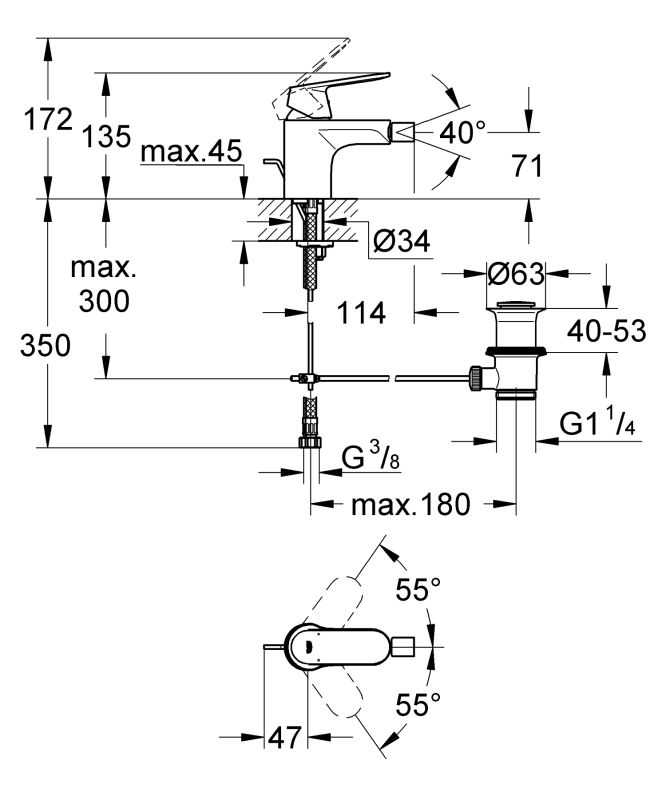 Змішувач для біде Grohe Eurosmart Cosmopolitan (32839000)