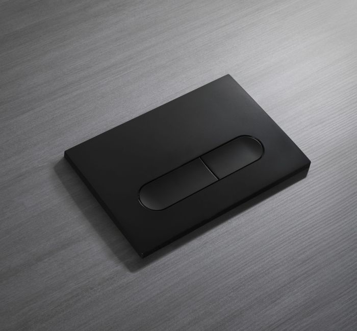Панель змиву Koer KT-0608-05 240x160x10mm пластикова, кнопка закруглена (колір чорний матовий) (KR6125)