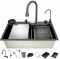 Мийка багатофункціональна Zerix ZH7546-SET-07 Micro Decor Graphite з вбудованим змішувачем з нерж.сталі (ZM5591)
