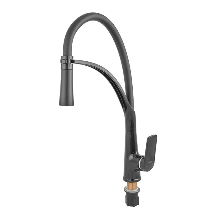 Змішувач для кухні Plamix Lucas-017 SET BLACK REFL.Black з підведенням (PM0717)