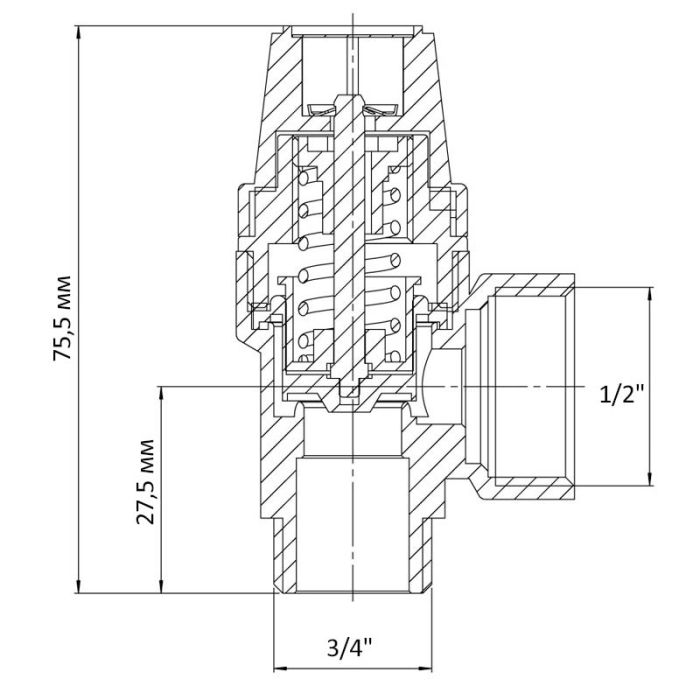 Клапан запобіжний ВЗ 1/2"х3/4" Koer KR.1261 (2.5 бар) (KR3106)