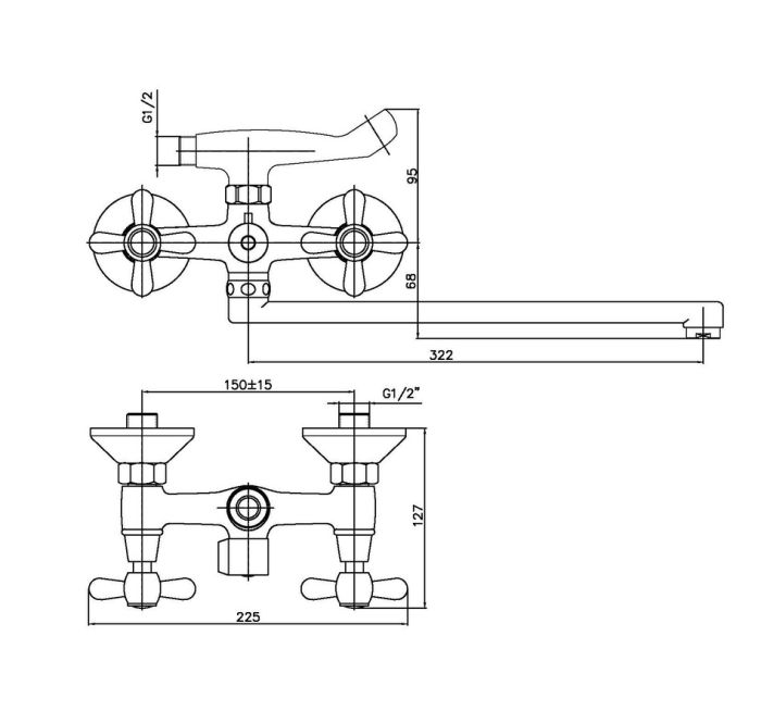 Змішувач для ванни Haiba Dominox 140 (HB0064)