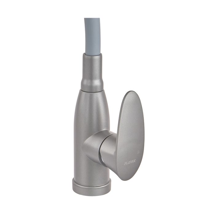 Змішувач для кухні PLAMIX CEZAR-011-B SET GRAPHITE REFL.GRAY з силіконовим виливом, з підведенням (PM0720)