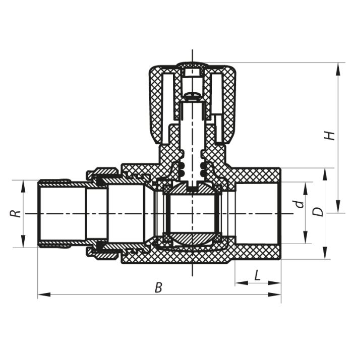 Кран радіаторний 20x1/2 прямий PPR Koer K0159.PRO (KP0204)