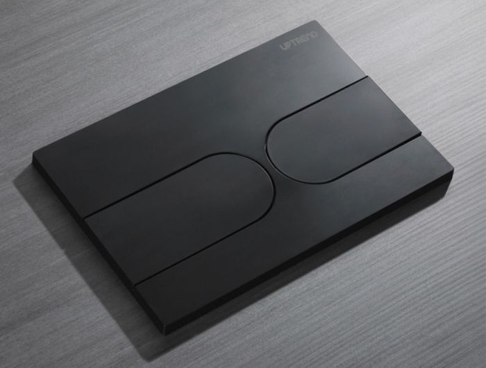 Панель змиву Koer KT-0604-05 240x160x10mm пластикова, кнопка закруглена (колір чорний матовий) (KR5324)