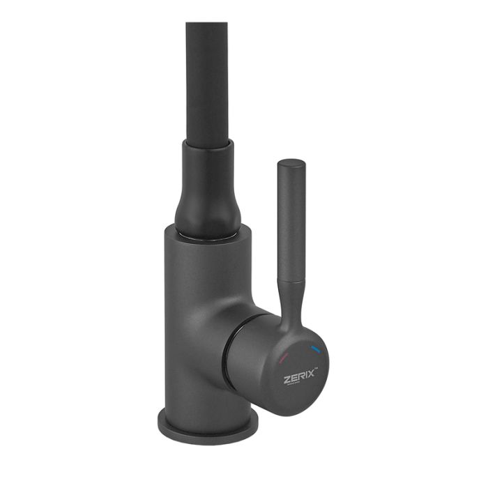 Змішувач для кухні Zerix Atrium-011-T Graphite Refl.Black (Колір графіт+силік.вилив чорний) (ZX6106)