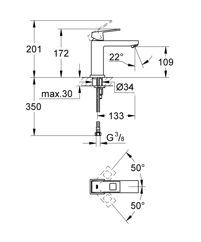Змішувач для раковини M-розміру Grohe Eurocube (23446000)