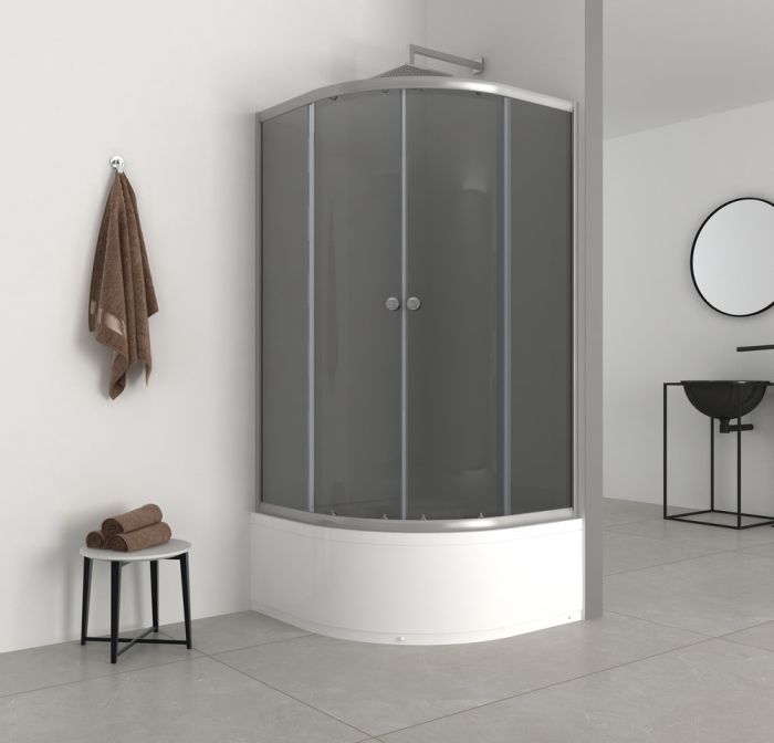 Душова кабіна з високим піддоном Mixxus PLAIN SCT01-90x90x195-GR SATIN сіре тоноване скло 4мм (MI6895)