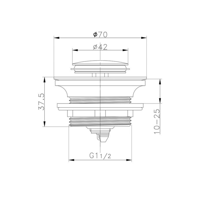 Донний клапан для ванни Koer PW-06-01 1 1/2'' автоматичний СLICK-СLACK (Колір хром) (KR5799)
