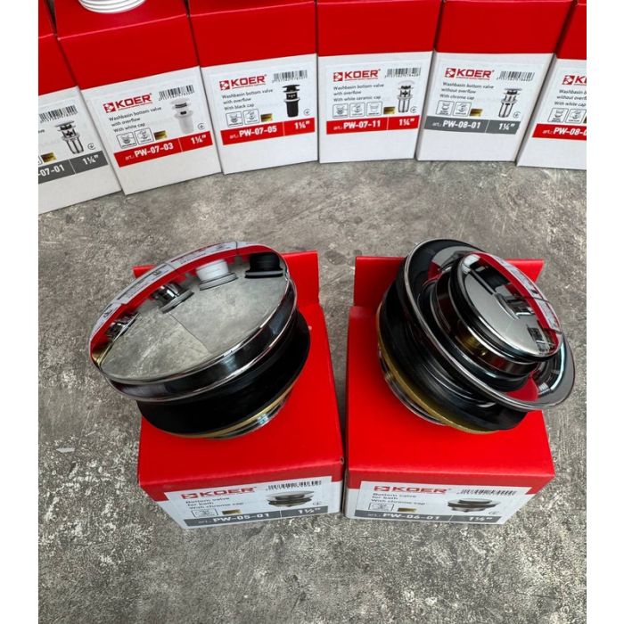 Донний клапан для ванни Koer PW-06-01 1 1/2'' автоматичний СLICK-СLACK (Колір хром) (KR5799)