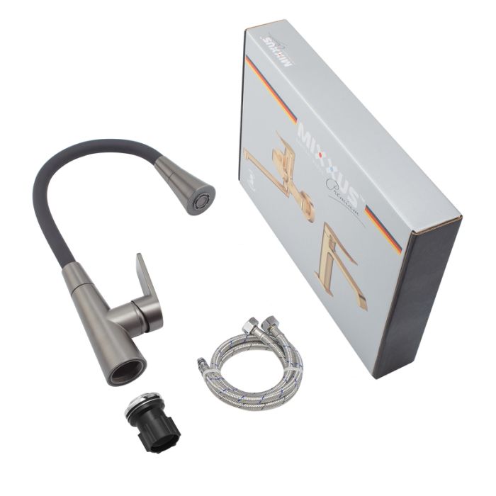 Змішувач для кухні Mixxus Premium Matis 011-T (NUT) Graphite Refl.Black (Колір граф.+сил.вилив чорн) (MI8268)