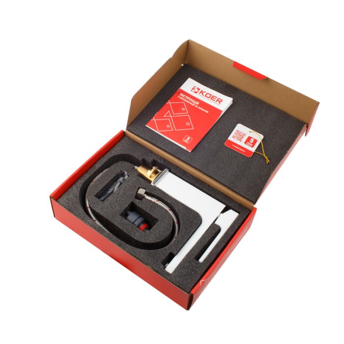 Змішувач для умивальника KOER KB-10009-04 (Колір хром+білий) (KR5975)