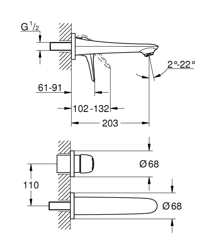 Змішувач для раковини прихованого монтажу Grohe Eurostyle (19571003)