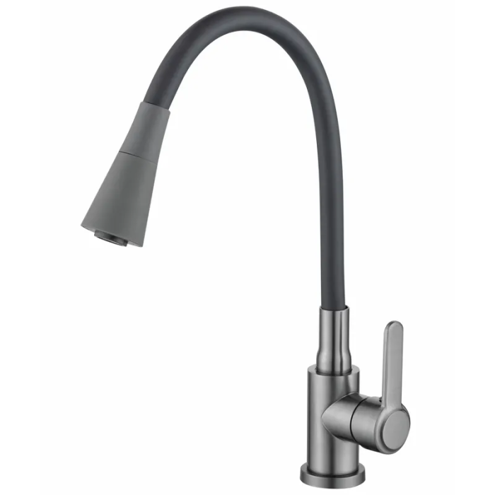 Змішувач для кухнi Zerix Eza-011-T Graphite Refl.Black (колір графіт+силік.вилив чорний) (ZX6145)