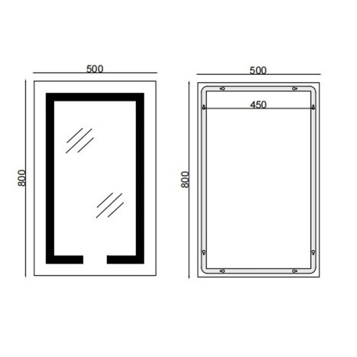 Дзеркало Mixxus HARD MR06-50x80-CASE з Led Touch, Anti-fog, димером, регулятором яскравості, годинником (MI6657)