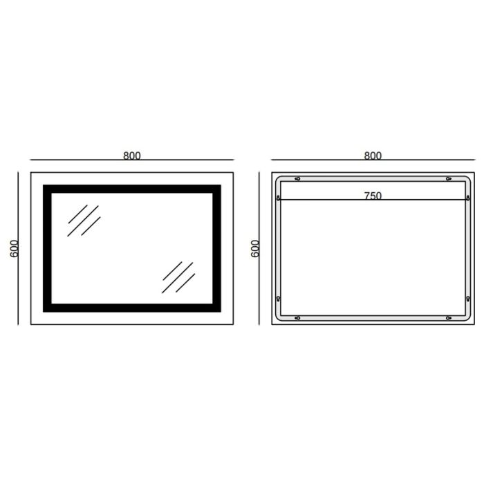 Дзеркало Mixxus WARM MR02-80x60 з Led Touch, Anti-fog, димером, регулятором яскравості, годинником (MI6004)