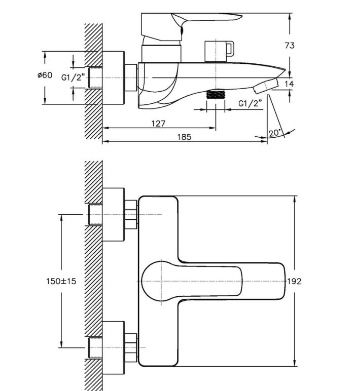 Змішувач для ванни Haiba Columbia 009 (HB0815)